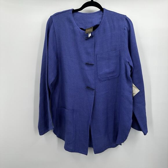 Maralyce Ferree Jackets & Blazers - Maralyce Ferree Jacket Womens Small Purple Toggle‎ Button Linen Boxy Lagenlook